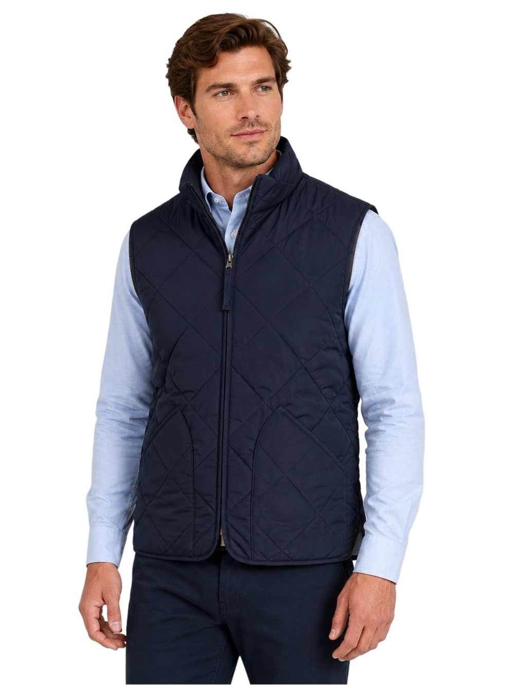 J.Crew Walker Quilted Vest Men’s Small Navy Full Zip